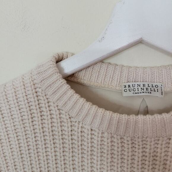 Brunello Cucinelli Blush Baby Pink Cashmere Silk Sweater Small b22 - Picture 5 of 12